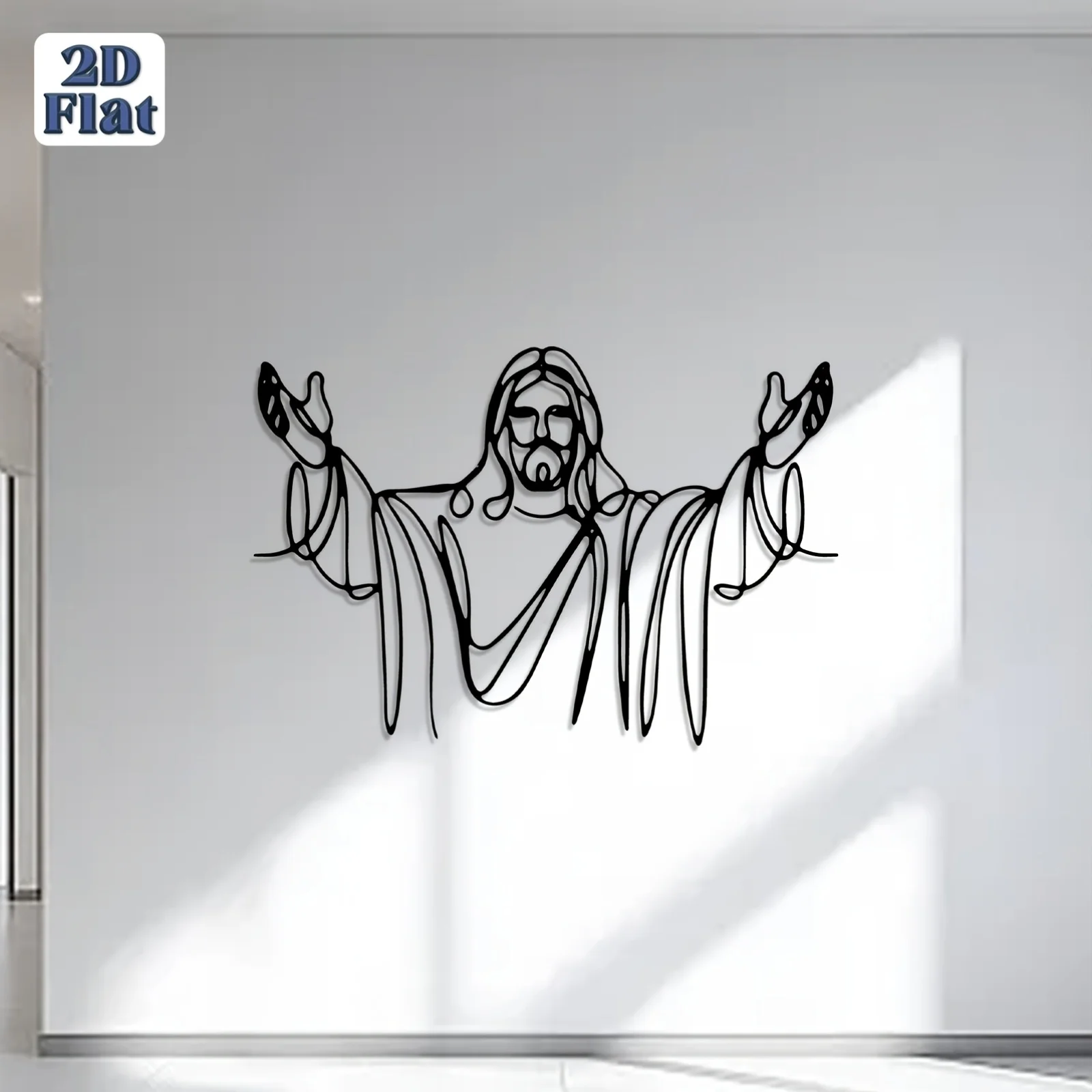 1 Stück 2D Flache Minimalistische Metall-Wandkunst, Eisen-Dekoration für Wohnzimmer Schlafzimmer, Weihnachts- und Ostergeschenk für Christliche Gläubige