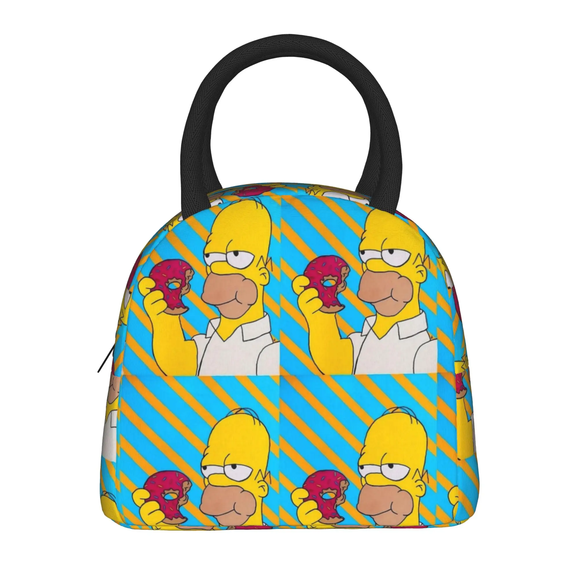 Donut Homer S-Simpsons Lunch Bag Convenient Lunch Box Child Outdoor Picnic Graphic Cooler Bag Leisure Thermal Tote Handbags
