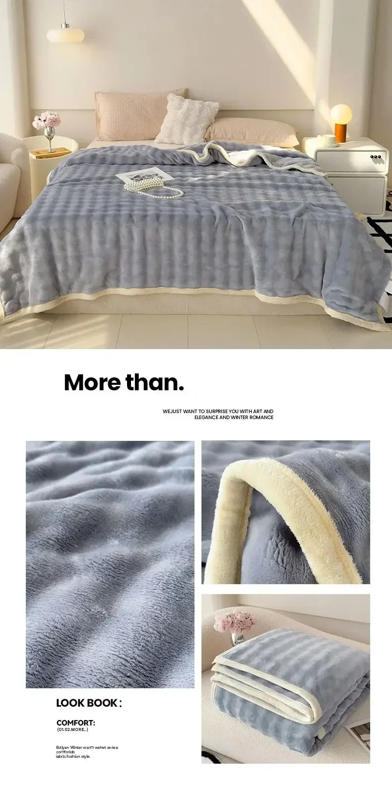 Einfarbige Flanell-Kaninchenfell-Decke, Nickerchen-Decke, Weiche Sofadecke, Korallenfleece-Überwurf für Schlafzimmer, Herstellergroßhandel – Detail 14