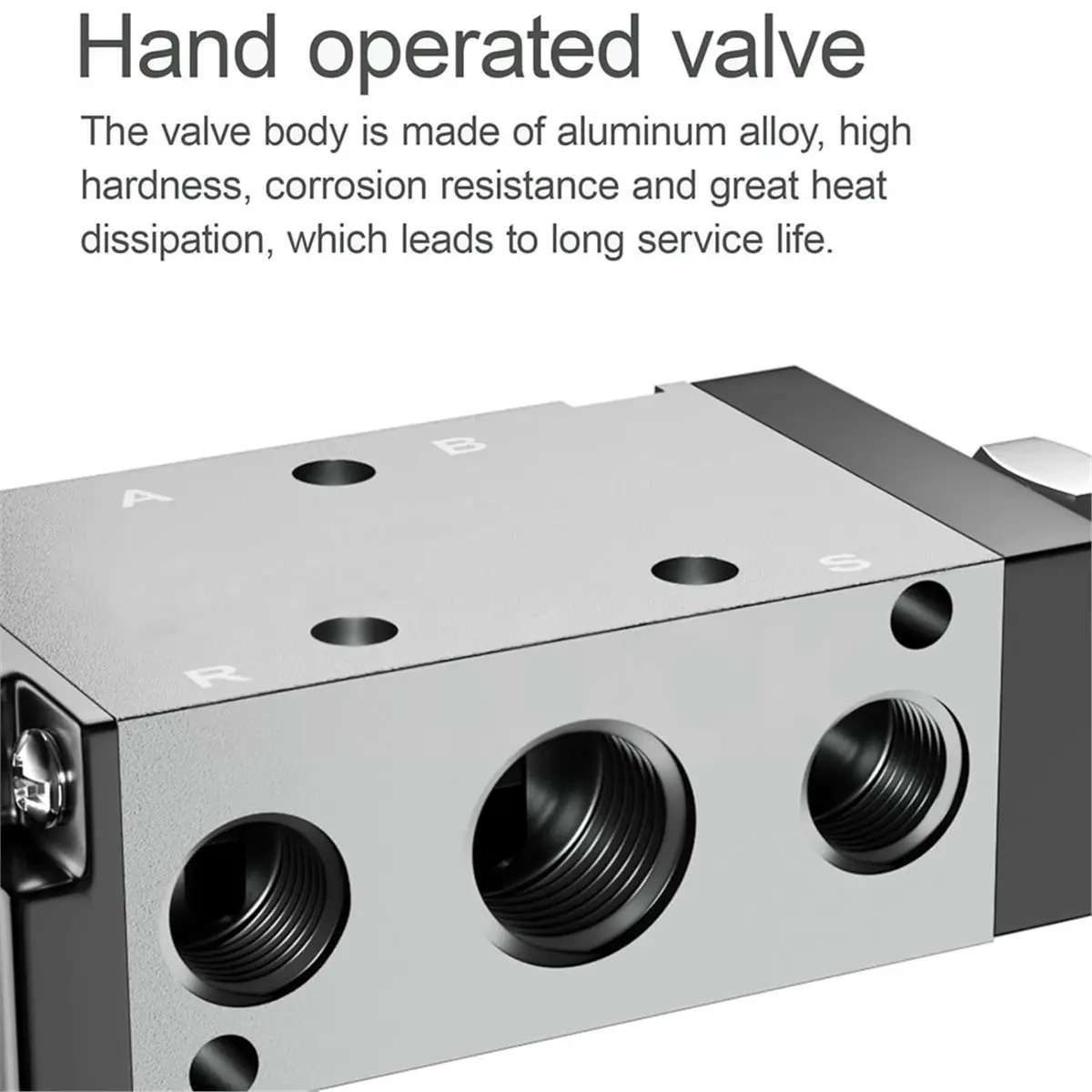 AB52 Pneumatic Air Hand Lever Valve, 5 Way 2 Position 1/4inch NPT Solenoid Valve Manual Control Direct Driving Type 4R210-08