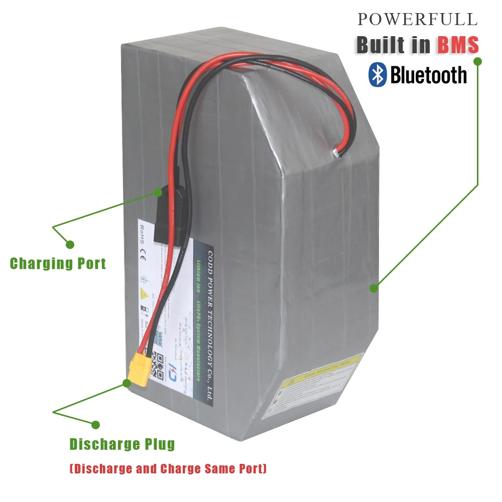 72V 40AH 60AH 70AH 8000W 150A Bomber Frame Electric bike Polygon Battery Pack with Bluetooth BMS Charger