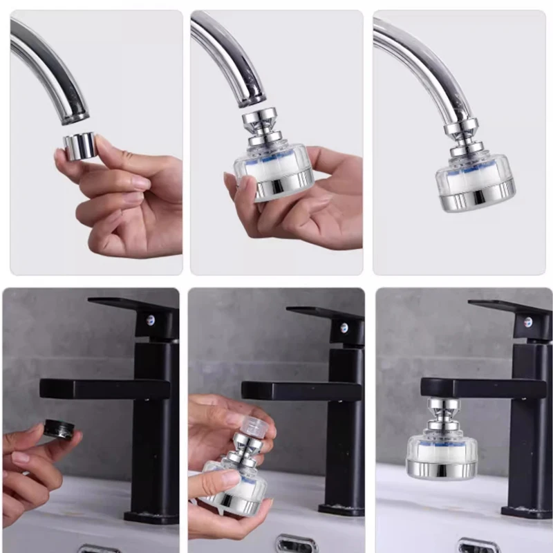 360° Kitchen Faucet Aerator, Water Saving Nozzle Sprayer with Swivel, Adjustable Tap Head Filter for Sink Extension Filter Eau image 6