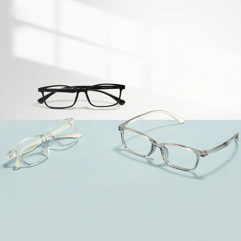 Fashion TR90 Lightweight Men and Women Black Clear Spectacle Rectangle Plastic Glasses Frames For Prescription Optical Lenses
