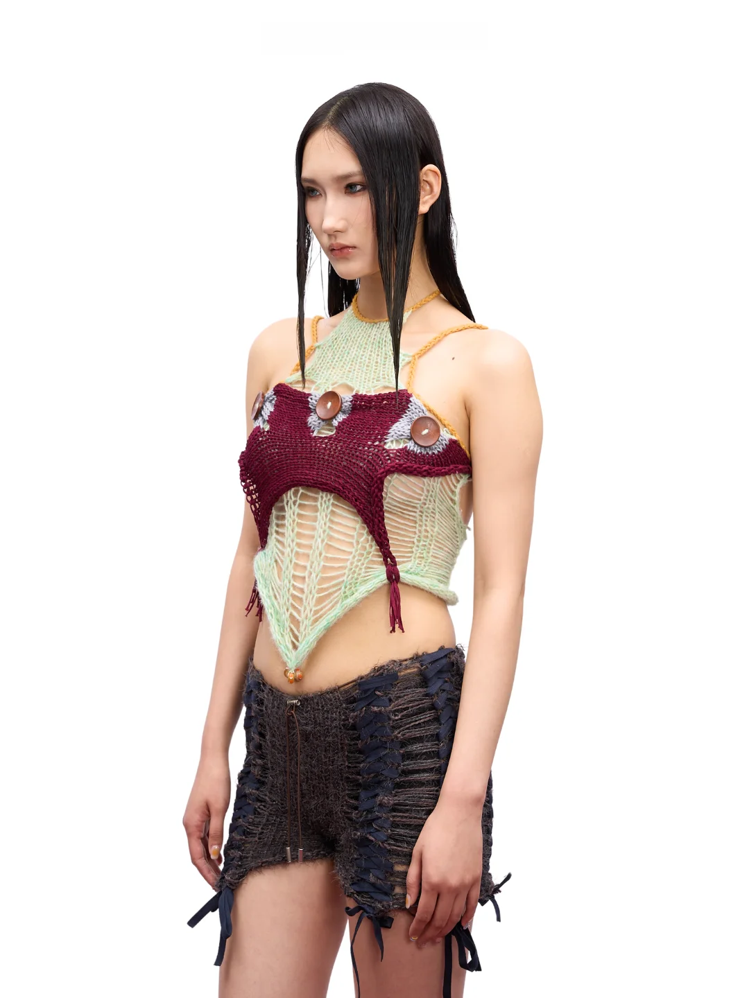 

JUEJUEWORKS Оригинальный дизайн, высокоэластичный вязаный жилет ручной работы, летний, модный, из смесового полиэстера и хлопка, для женщин