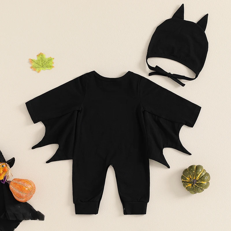 Baby Halloween Clothing Boys Bat Costumes Long Sleeve Glow in the Dark Jumpsuit with Hat For Newborn Items Clothes