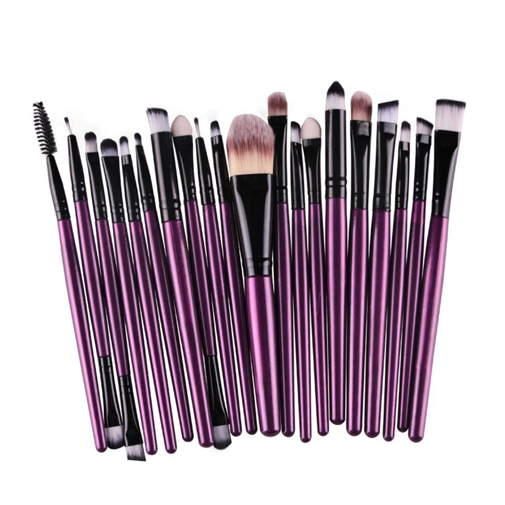 20 قطعة فرشاة ماكياج العيون المهنية مجموعة فرشاة ظلال العيون أداة المكياج طقم أدوات الزينة صنع طبيعي (قضيب أرجواني أنبوب أسود