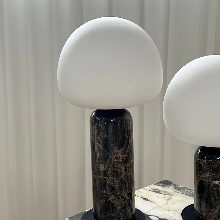 Nordic medieval style natural marble table lamp simple bedroom study bedside lamp villa model house decoration table lamp
