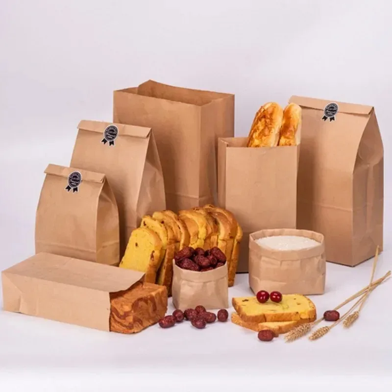 Kraft Paper Bag Gift Bags Shopping Bag Packaging Biscuit Candy Food Cookie Bread Snacks Baking Takeaway Bags 10PCS