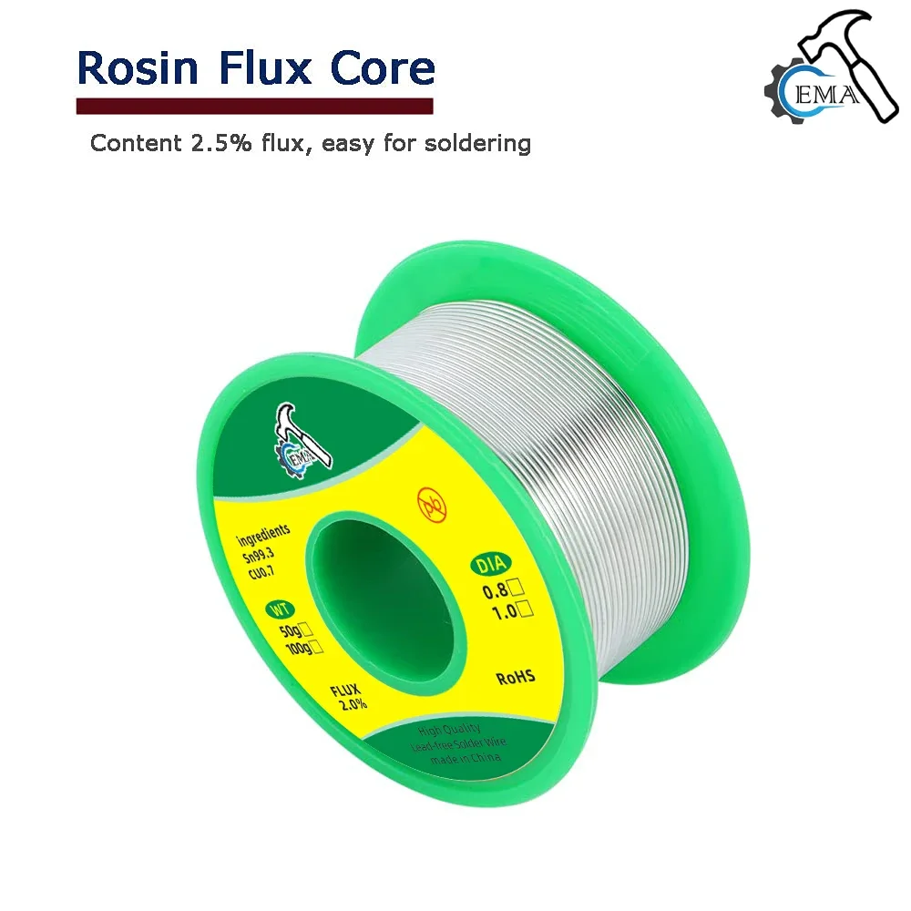 1mm LeadFree SolderWire 2 Roll 50g Sn99.3Cu0.7Rosin Core Low Splash Easy Welding TinWire for MobilePhone PCB ElectronicRepair