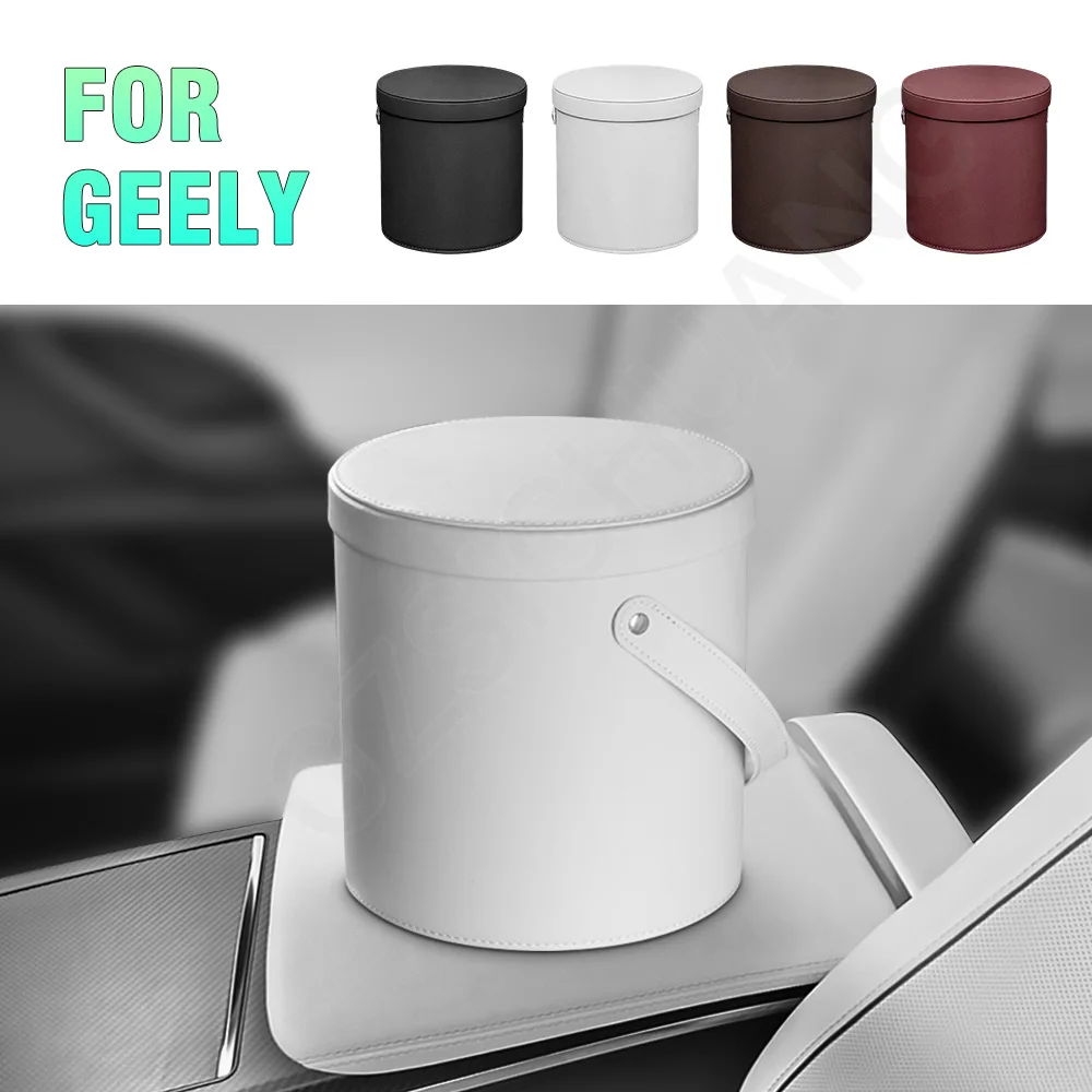 

Car Trash Can Leather Circular With Cover Trash Can Car Accessories For Geely Cooley Emgrand Global Hawk Okavango Aktie Tugella