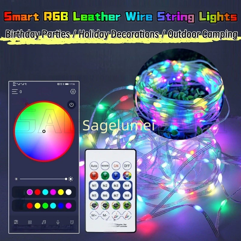 DC5V USB RGB LED String 20m 10m 5m DIY Smart IC APP Bluetooth Remote Fairy Light Dreamcolor Garden Party Christmas Wedding Decor