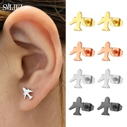 SMJEL Cartoon Stainless Steel Earring 2026 Simple Aircraft Airplane Fashion Stud Earrings for Women Girls Jewelry Friend Gift