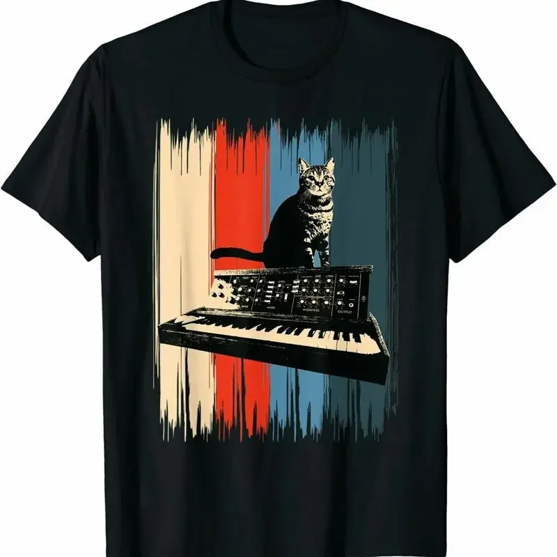 NEW LIMITED Cat on keyboard Synthesizer Premium Idea T Shirt Size S 3XL