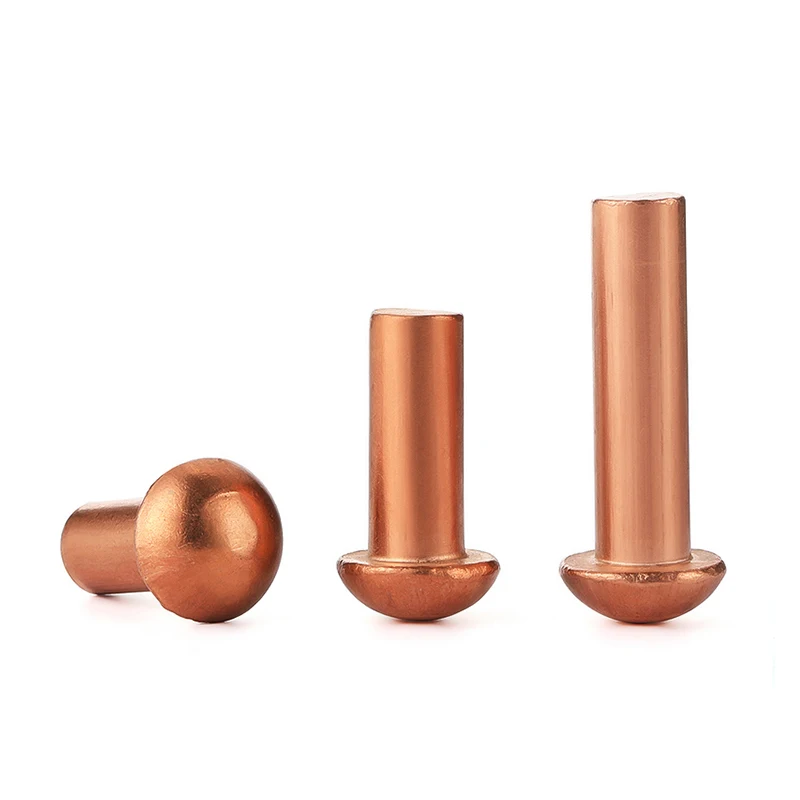 2-100 pièces M2 M2.5 M3 M4 M5 M6 M8 capuchon de bouton Rivets en cuivre clou solide Rivet semi-rond Rivet rond en cuivre clou commun