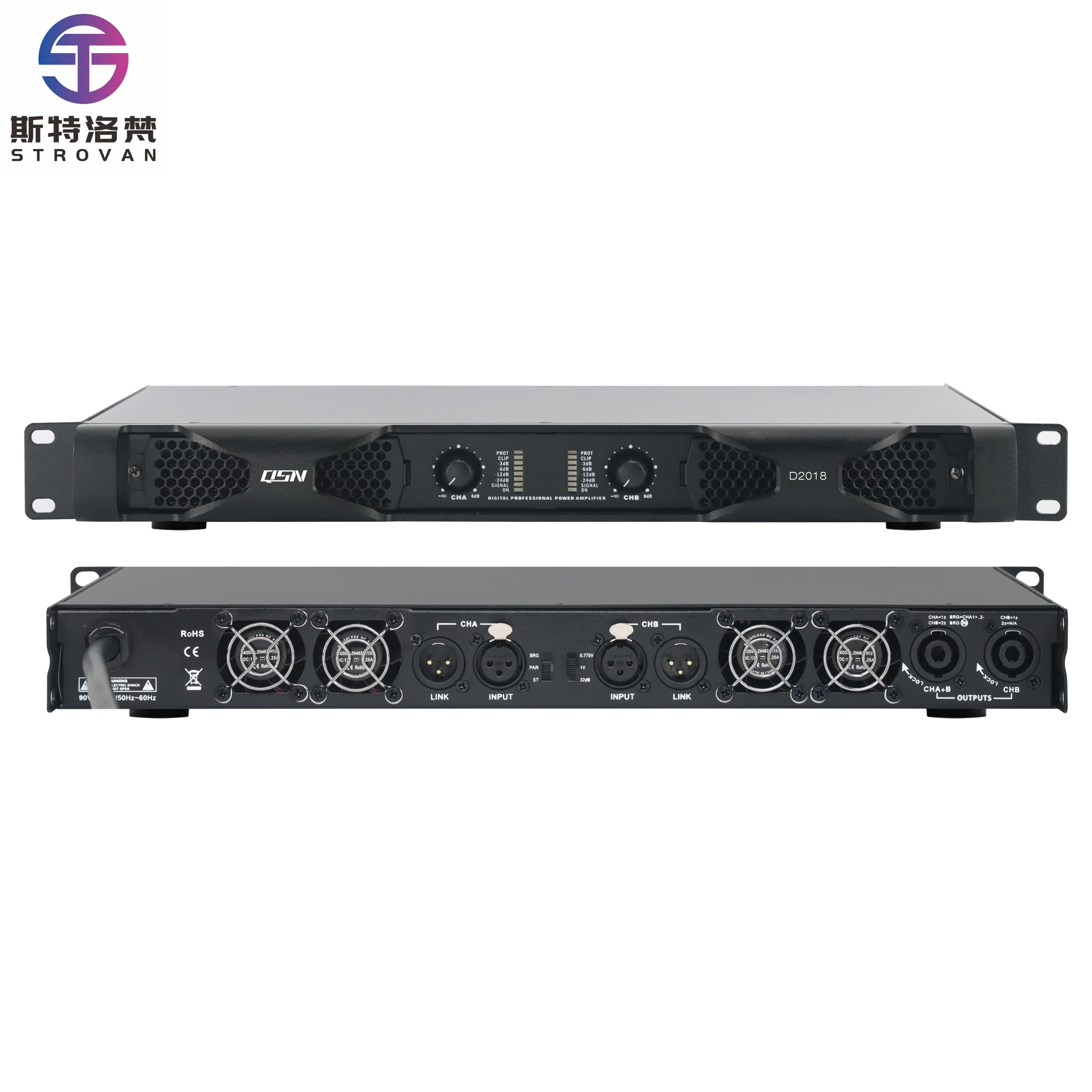 

Digital 1u Amplifier High Power Speaker Amp 2 Channels Class-D 1800WX2 D2018 for Dual 18 Inch Subwoofer