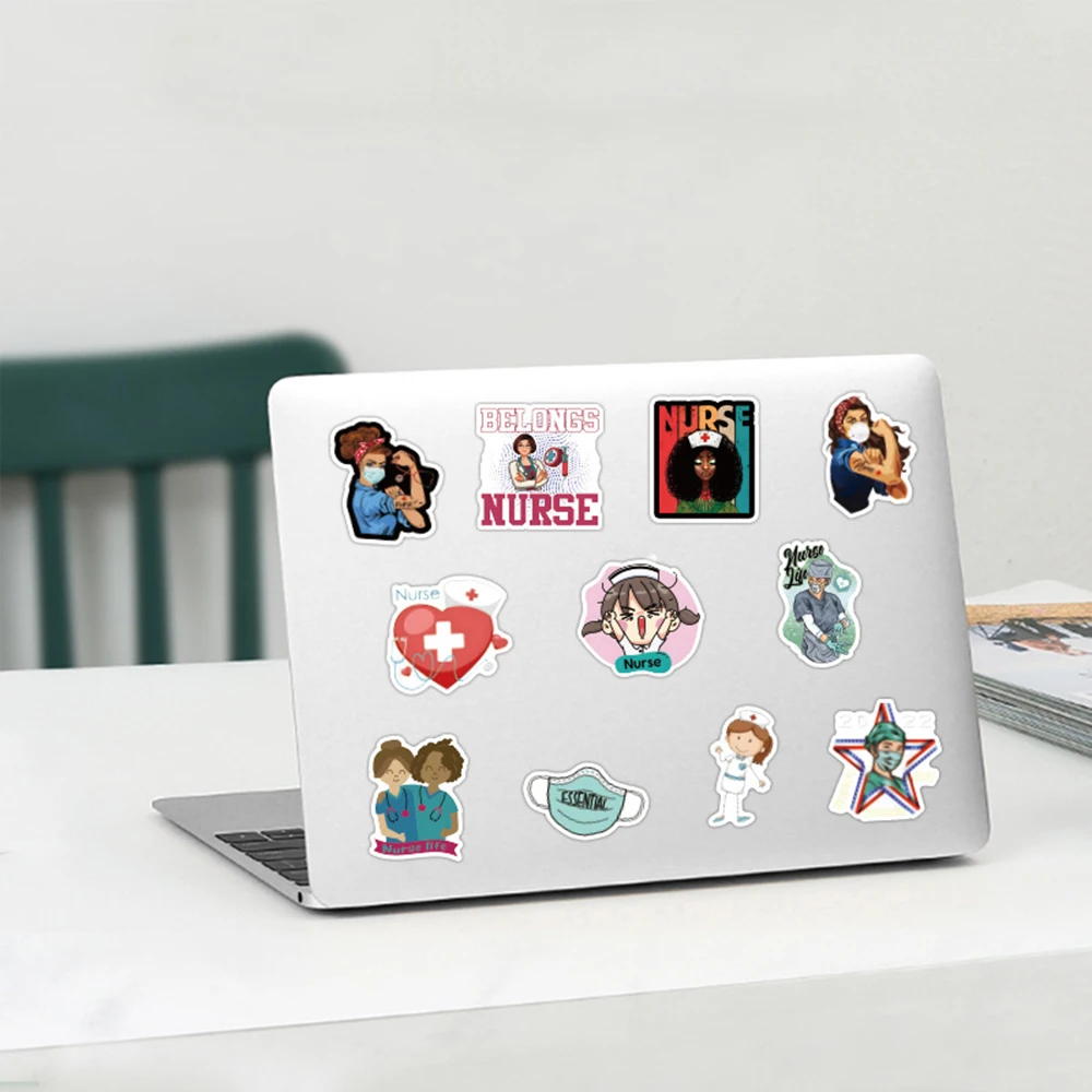 10/30/60pcs International Nurses\' Day Nurse Doctor Cartoon Stickers Toys DIY Laptop Luggage Car Phone Decals Sticker Decoration