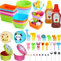 Mini tenedores de fruta para niños, lindos aperitivos de animales, palillos de dientes, juego de accesorios Bento-Box, divisores de fiambrera de silicona