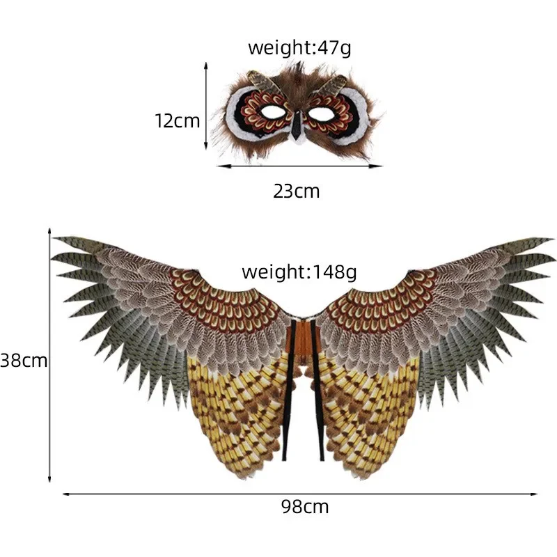Máscara de alas de animales de búho para niños, Cosplay de Halloween, vestido de Purim, Carnaval, mascarada, fiesta, accesorio de disfraz
