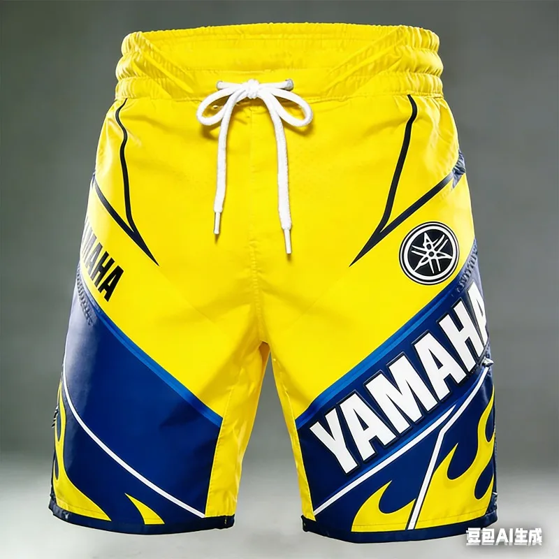 

Модные летние шорты Yamaha 2026 года с карманами, желтые, унисекс, повседневные, быстросохнущие, для мотоциклов и велоспорта