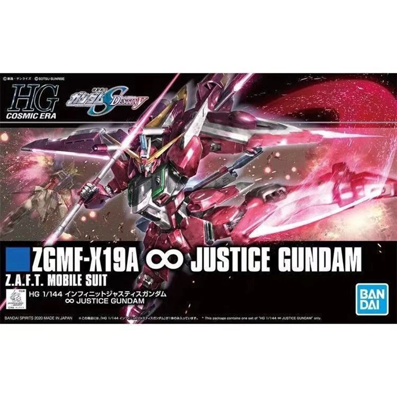 BANDAI Anime HG 1/144 ZGMF-X19 Justice Gundam New Mobile Report Wing Assembly Plastic Model Kit Action Toys Figures Gift