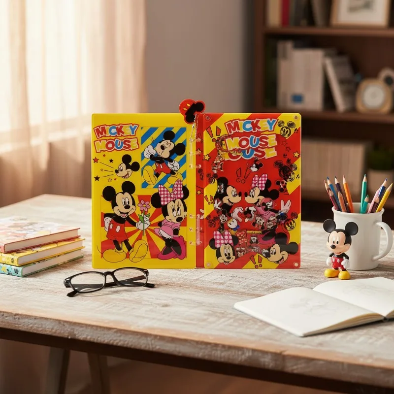 Acrylic Rustle Shake Book A5 A7 Mickey and Minnie Cartoon Sketch Diary Handbook Student Stationery Friends Sticker Kawaii Gift view 5