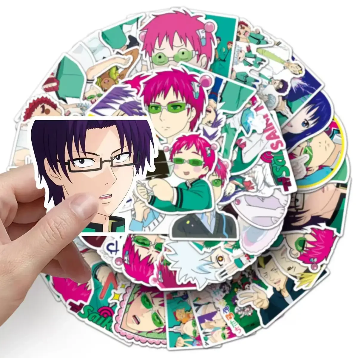 50Pcs Anime The Disastrous Life of Saiki K 2 Stickers Decals Saiki Kusuo Sticker For Laptop Skateboard Motorcycle Stickers