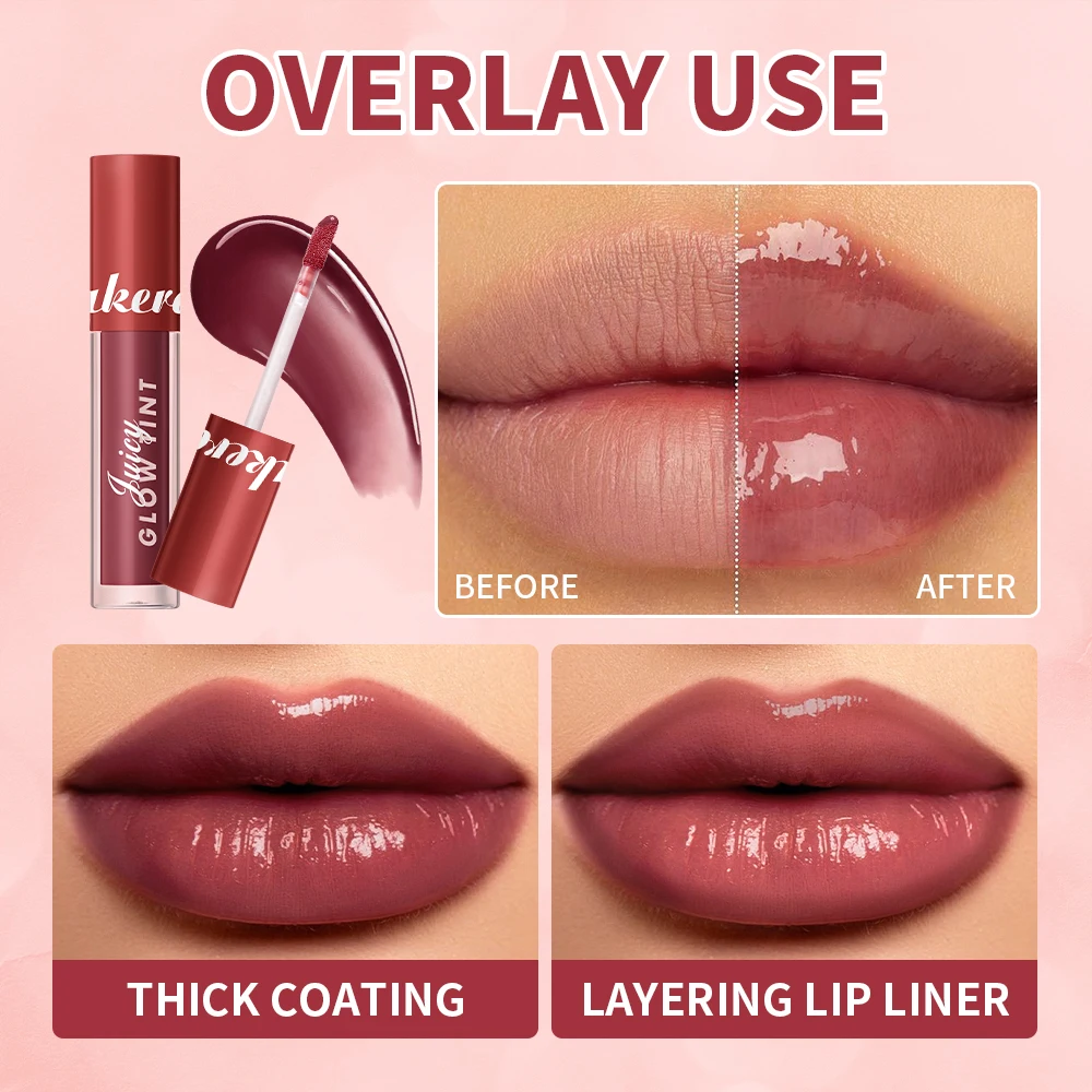 Lakerain Lip Glow Tint Juicy Lip Gloss Długotrwały Nawilżający Gładki Błyszczyk do Ust w Kształcie Soku Wodoodporna Pomadka do Ust Kosmetyki do Pielęgnacji Skóry Ust