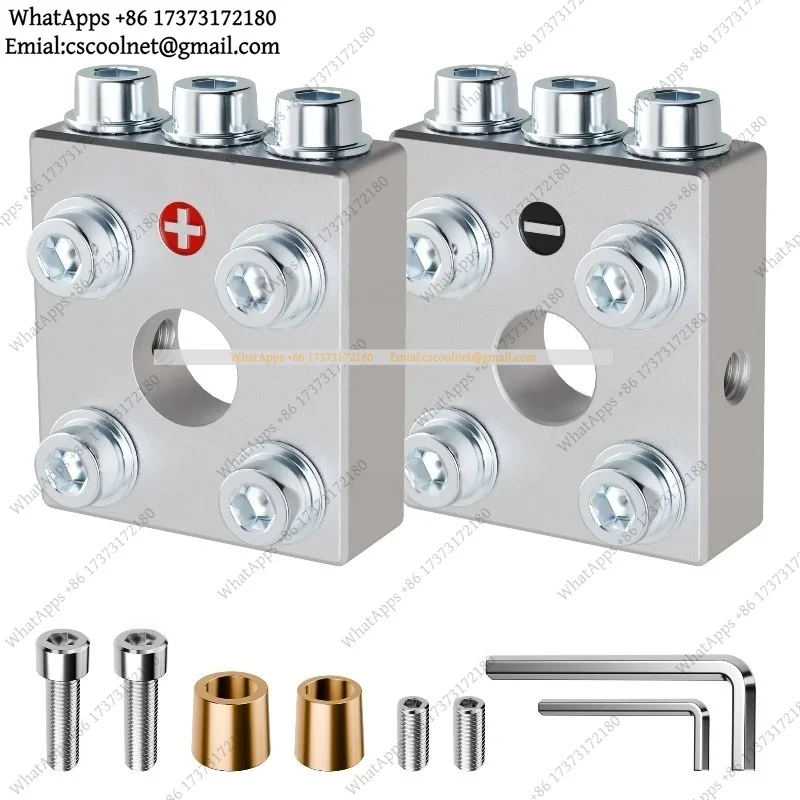 JS03 14-Port Battery Terminal Distribution Block Vertical Brass Connector 6V-48V Up to 4/0 AWG Cable Adapter