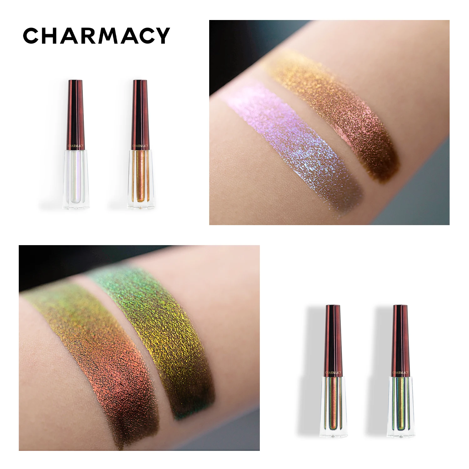 CHARMACY Liquid Duochrome Eyeshadow Glitter Long-lasting Liquid Eyeshadows Waterproof Eye Shadow Professional Makeup Cosmetic