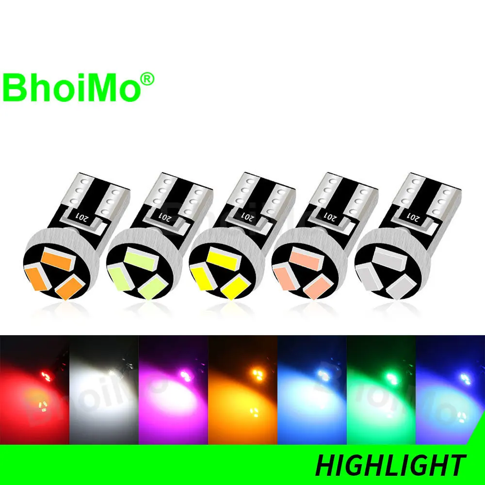 BhoiMo 8PCS 73 74 T5 Led Bulb Meter 17 2721 Indicator Instrument Dashboard W3W 3014 Plate Panel Warning Signal Lamp Car Light