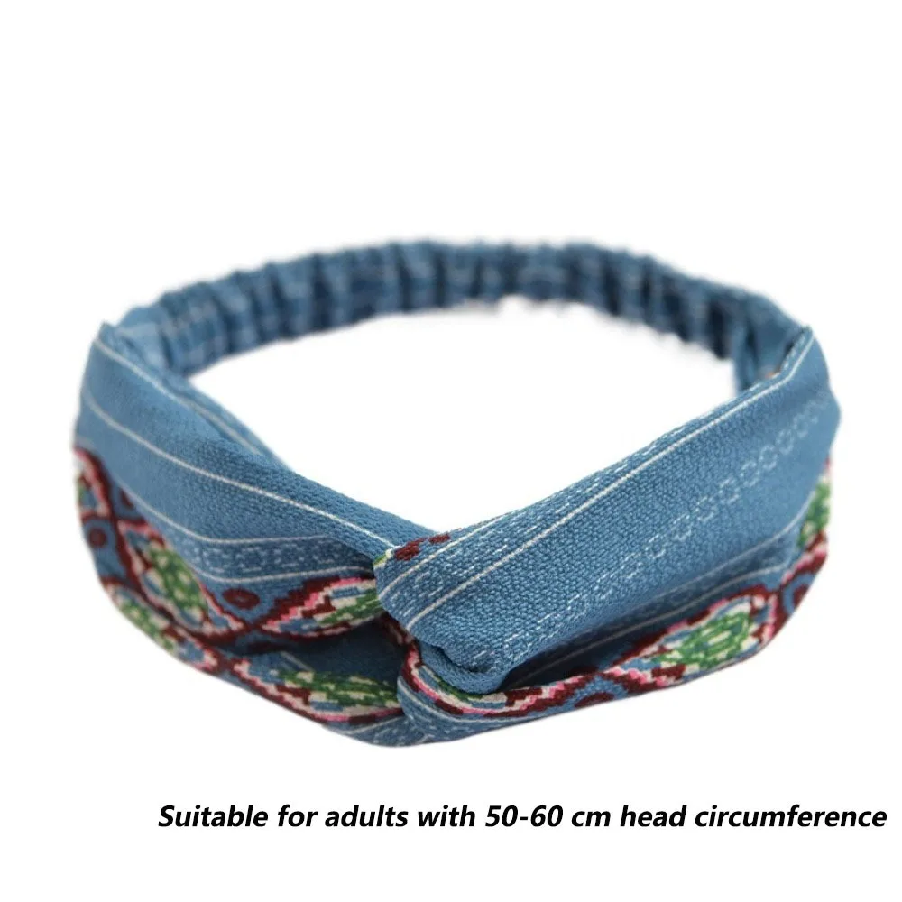 Diadema europea y americana de nuevo estilo, diadema con estampado bohemio, diadema elástica de algodón para mujer, maquillaje