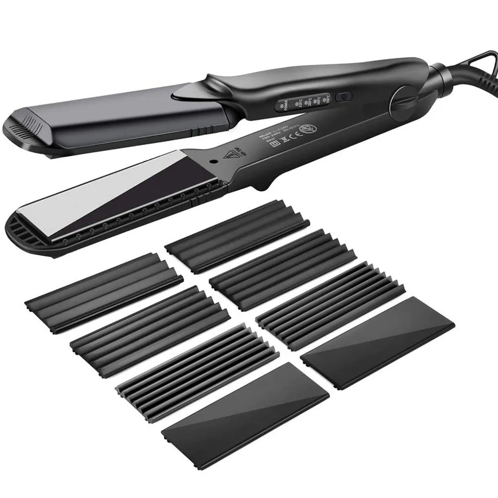 

Multi Power Hair Straightener Has 4 Pairs of Interchangeable Plates and 4 Setting Temperatures Max 220℃ Corn Effect Styling Tool