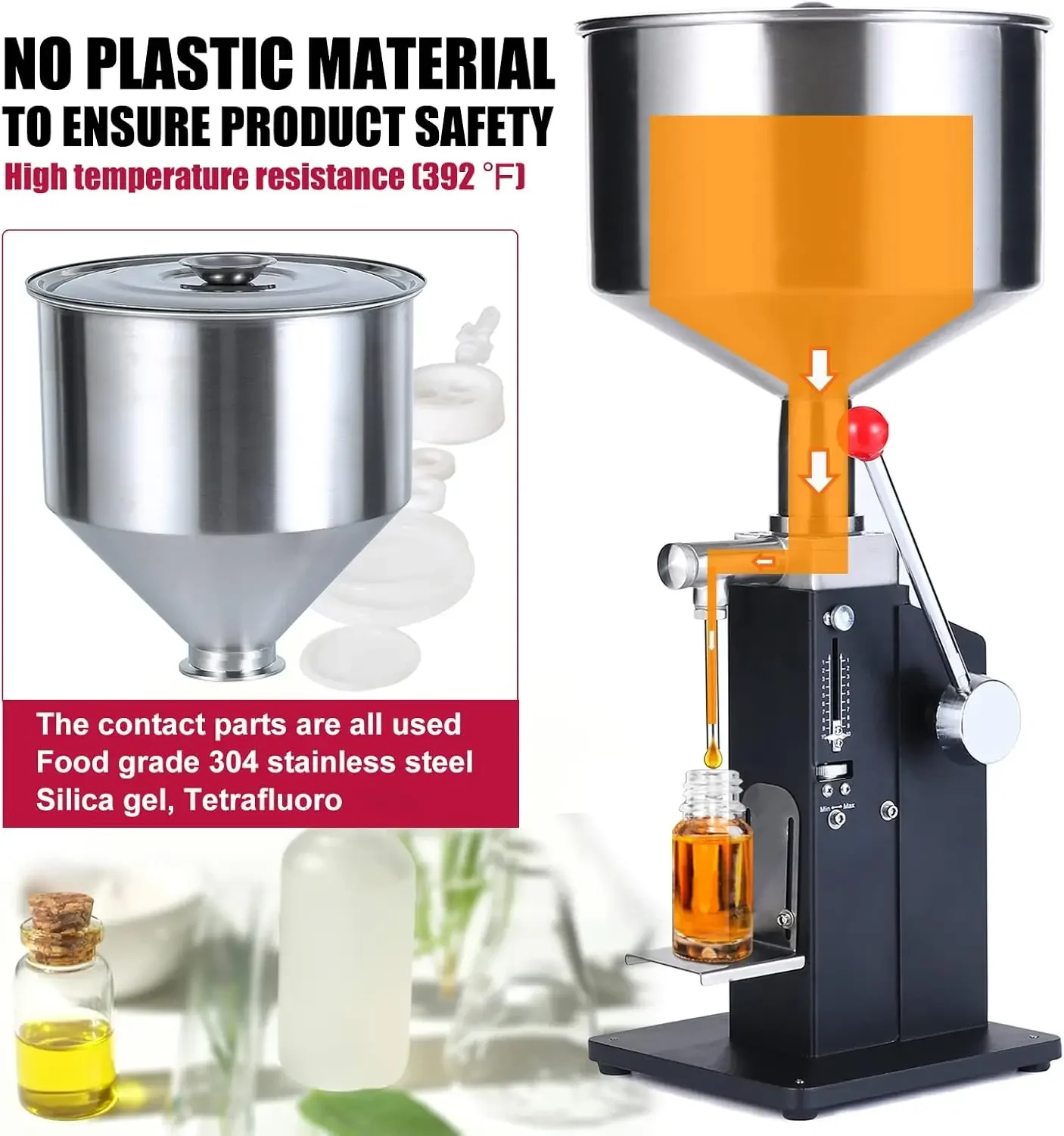 Paste Liquid Filling Machine Bottle Filler Machine 5-50ml Bottle Filling Machine Stainless Steel (With metering function) A03 Pr