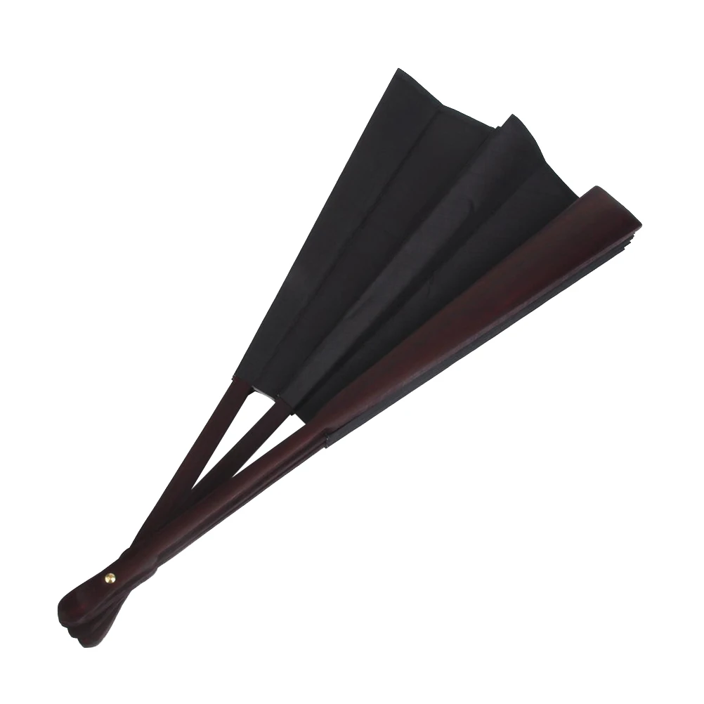 

Men Folding Bamboo Black Blank Hand Fan Silk Fabric Portable Wedding Gift Collection Decoration Men's Folding Fan