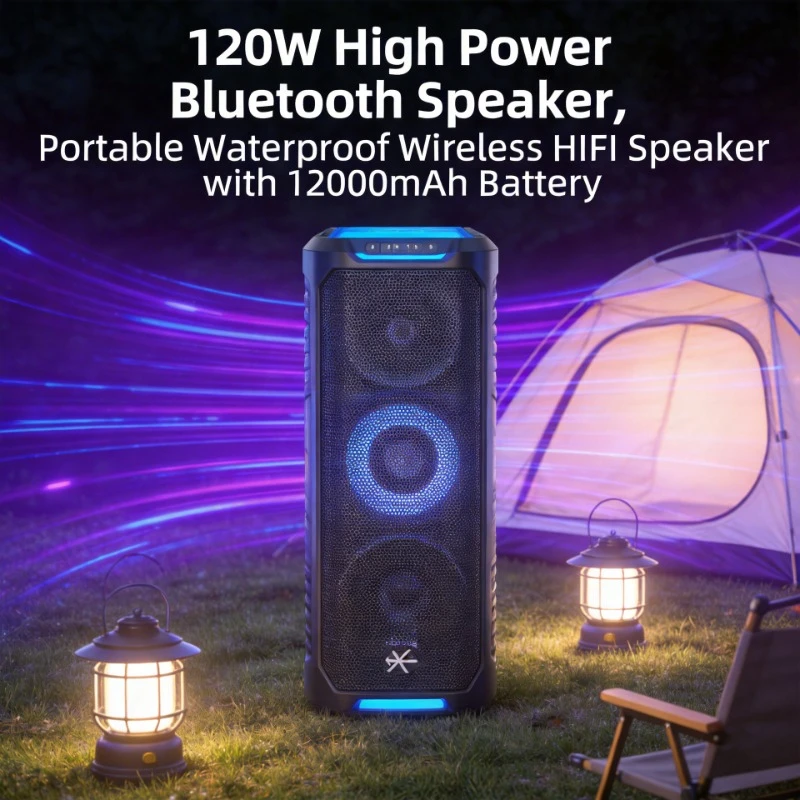 120W High Power Bluetooth Speaker, Portable Waterproof Wireless HIFI Speaker with 12000mAh Battery best-seller