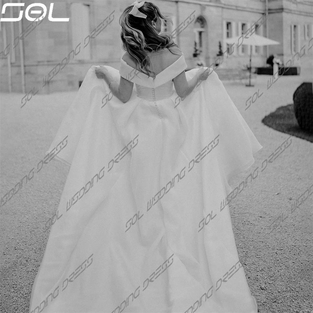 SOL-Robes de mariée en satin Criss-Cross A-Line, Robes de train de balayage, Patients élégants, Dos nu, Tout ce qui est éducatif, Off The Initiated