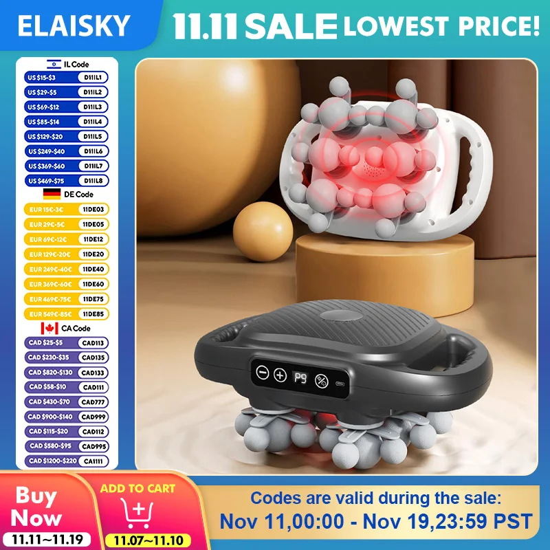 

22-головочный профессиональный электрический массажный пистолет для поясничной талии и тела с несколькими головками, глубокий вибрационный массажер для расслабления мышц