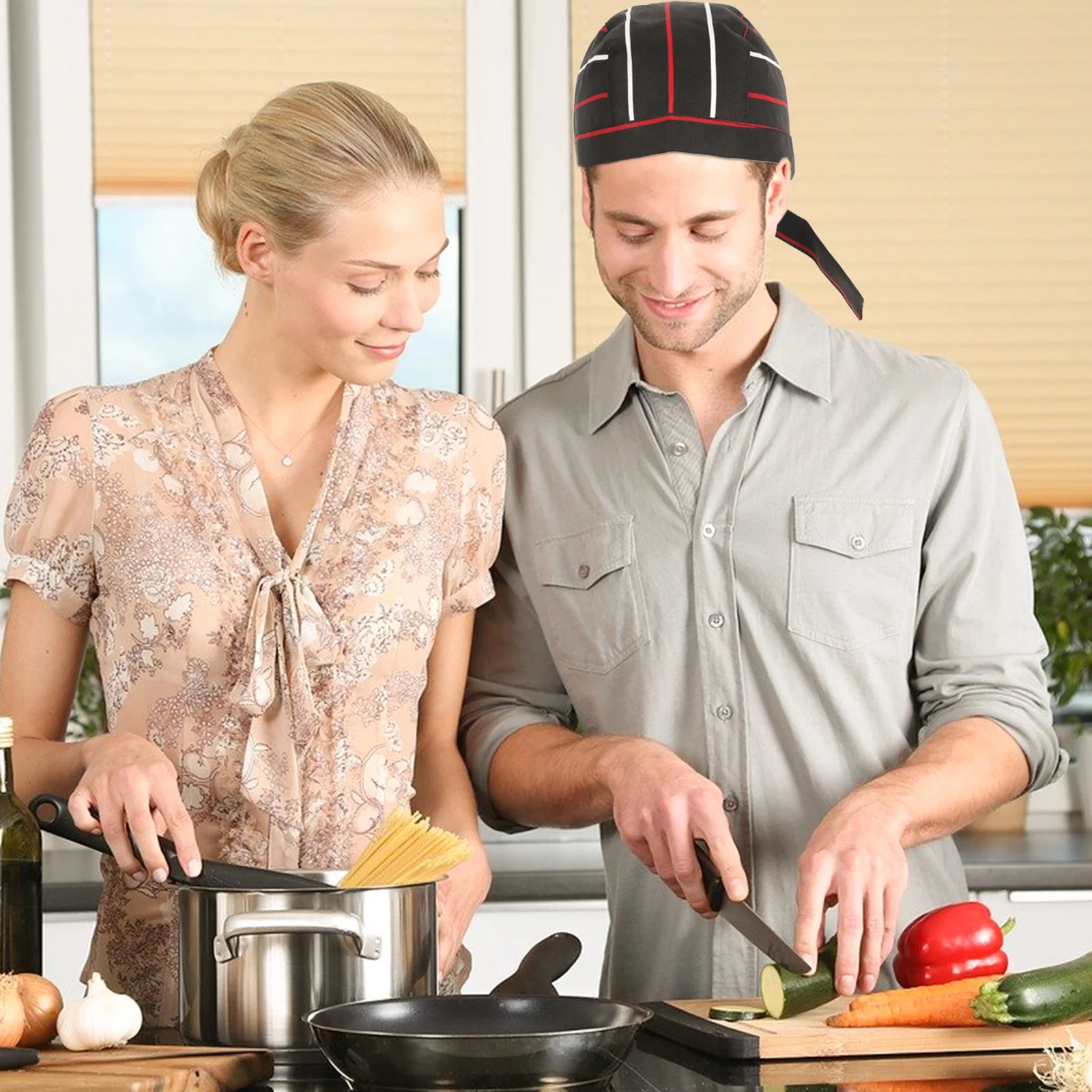 2 Buah Topi Koki Bentuk Topi Bajak Laut Poliester Ramah Lingkungan yang Dapat Disesuaikan untuk Pria Wanita Topi Koki Pakaian Sehari-hari Sekolah Katering