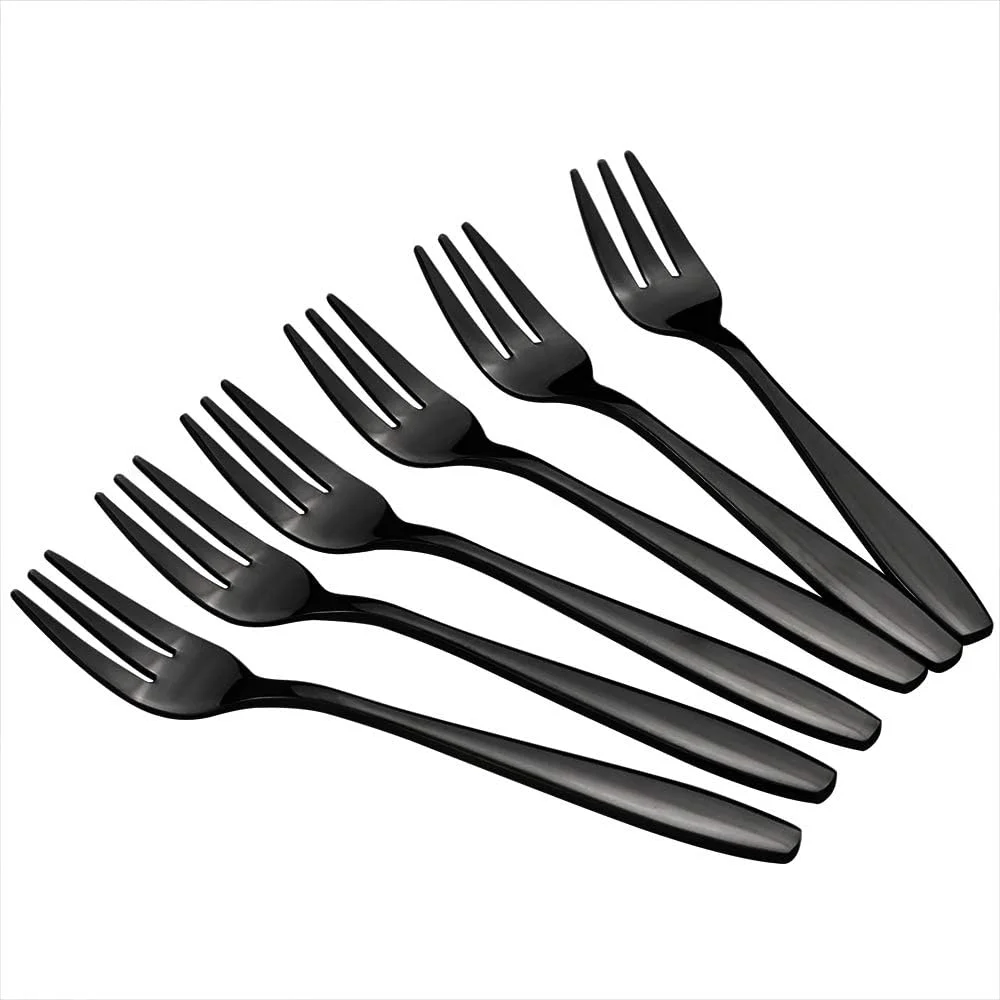 Black Stainless Steel Tasting Appetizer Forks,  Tine Forks, 12 Piece