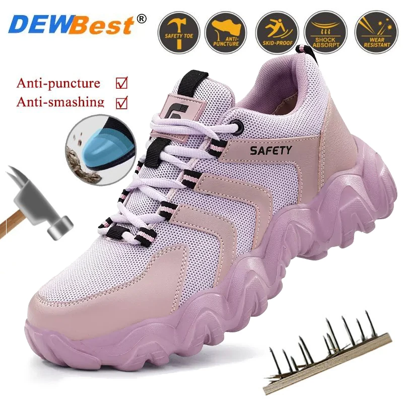 New Women's Lightweight, Safe, Impact-Resistant, Puncture-Resistant, and Comfortable Steel-Toe Safety Shoes