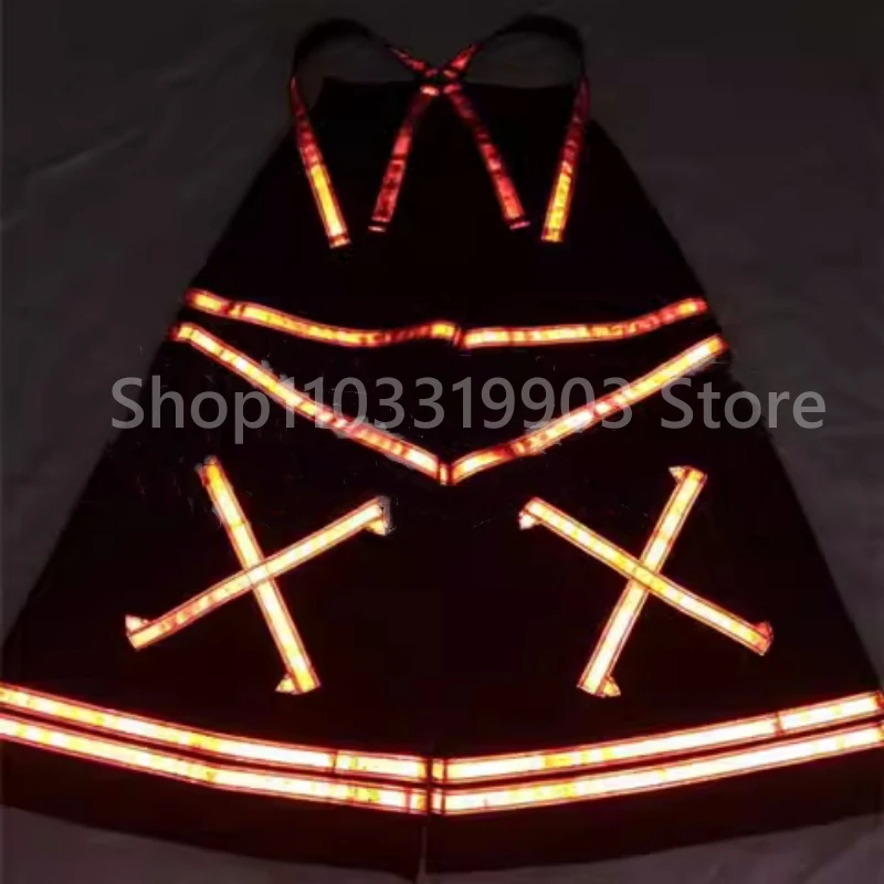 Unisex Cool Pattern Reflective Strip Night Vision Shuffle Dancing Pants Luminous Bell-bottoms Pants Street Cool Trousers