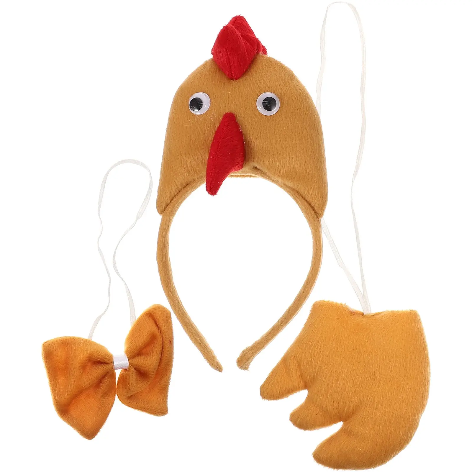 

Easter Chicken Costume Set Chicken Headband Tail Bow Tie Easter Party Bow Tie Ear Dress up Headwear Cosplay Party Accessory