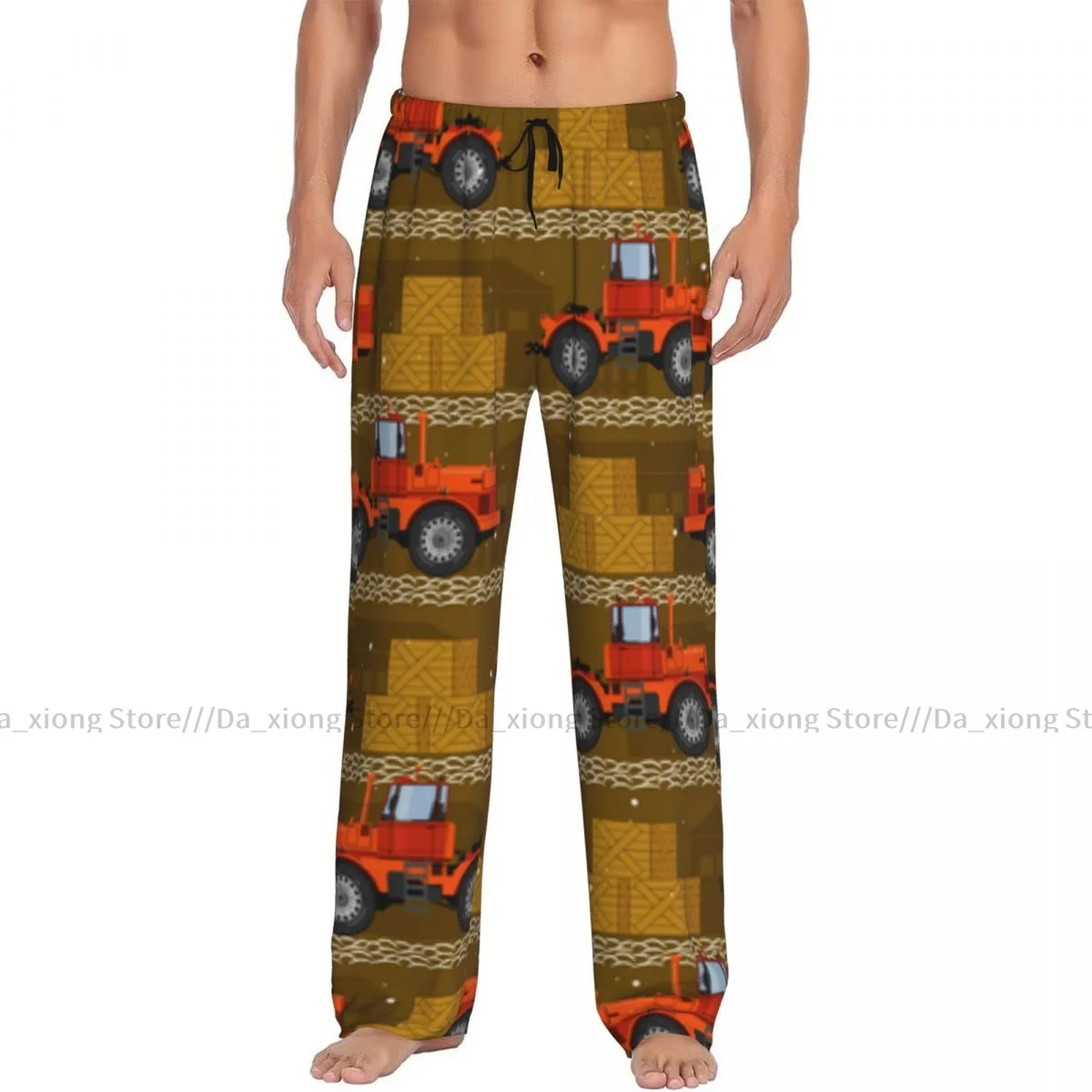 Men Sleep Bottoms Male Lounge Trousers Men's Construction Vehicles Tractor Pajama Pants