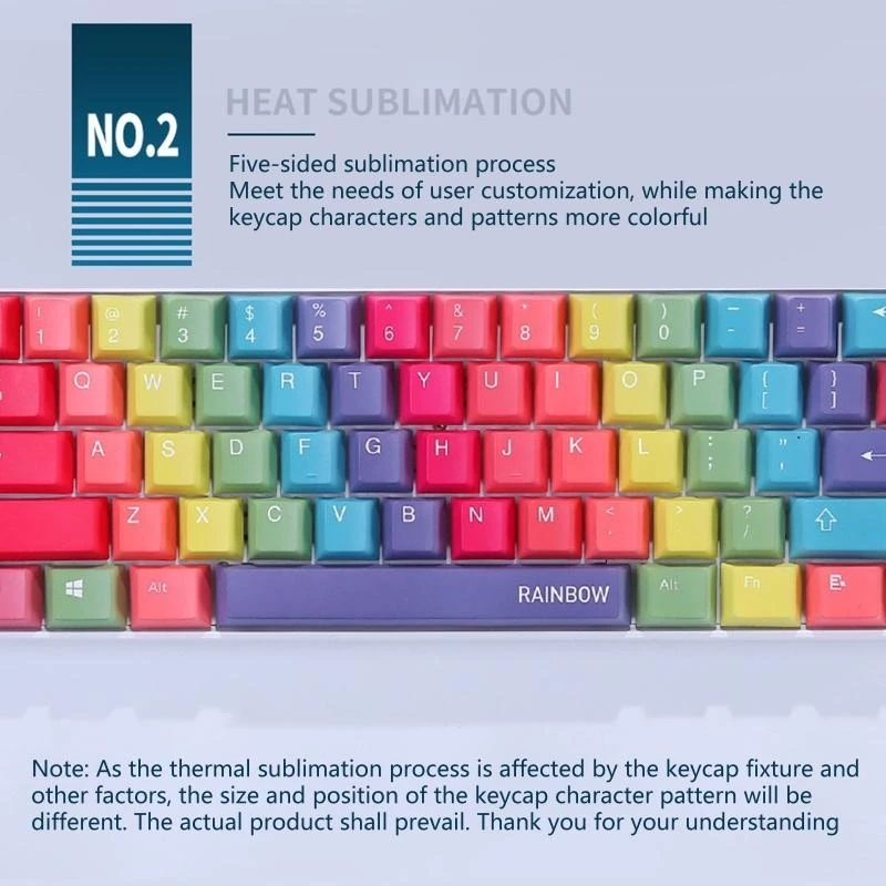 PBT Keycaps Rainbow Personlized 114-Key English for Mechanical Keyboard Dye Subb Best Sale
