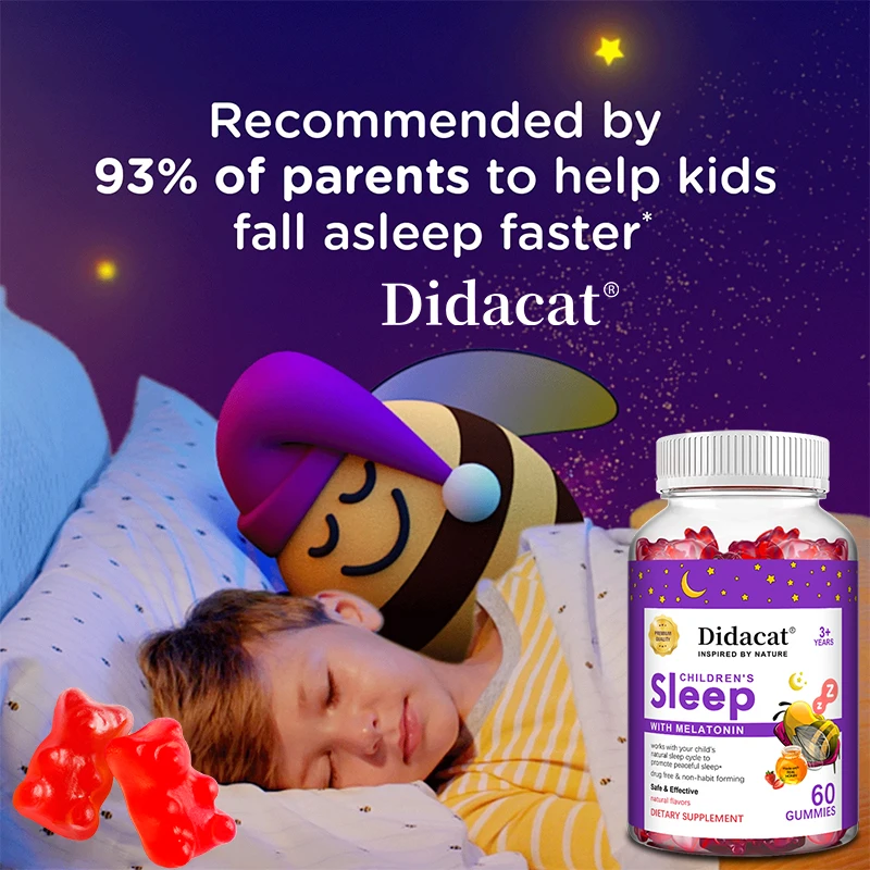 

Sleep Gummies - with Melatonin, Help Children Fall Asleep Naturally, Combat Insomnia, Boost Immunity, and Improve Sleep