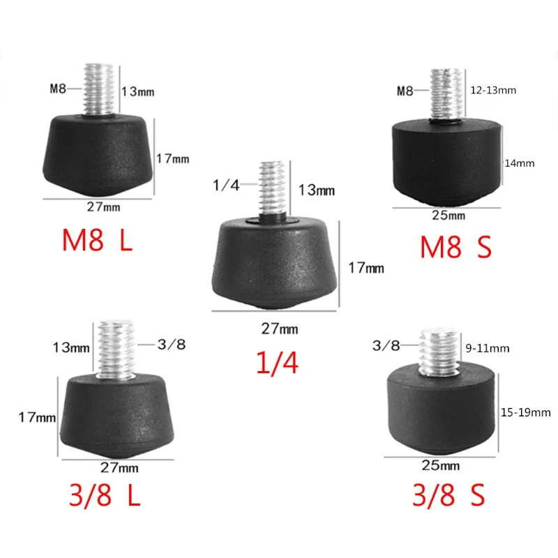 Universal Anti-slip Rubber Foot Pad Feet Spike Photography Accessories for Tripod Monopod 3/8 Inch 1/4 Inch M8