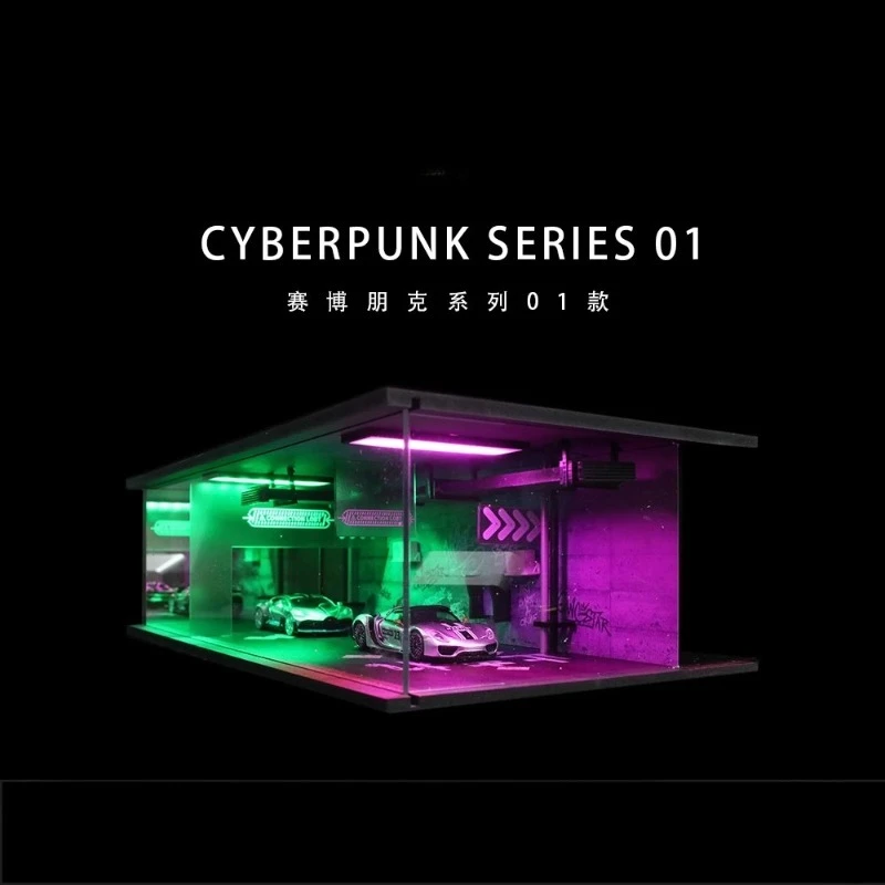 Série Cyberpunk 1:64, modèle de simulation de scène d'assemblage de version lumineuse, modélisation d'ornement de collection