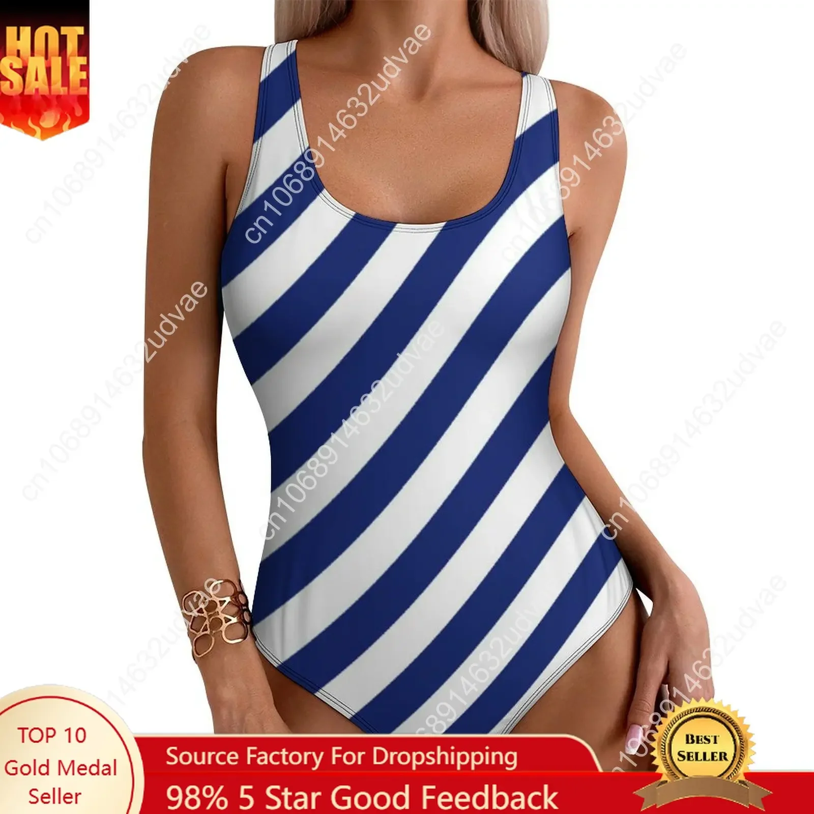 Marineblauw Wit Nautisch Badpak Sexy Diagonale Strepen Dames Badmode Eendelige Badpakken Vakantie Zwemmen Push Up Badpakken