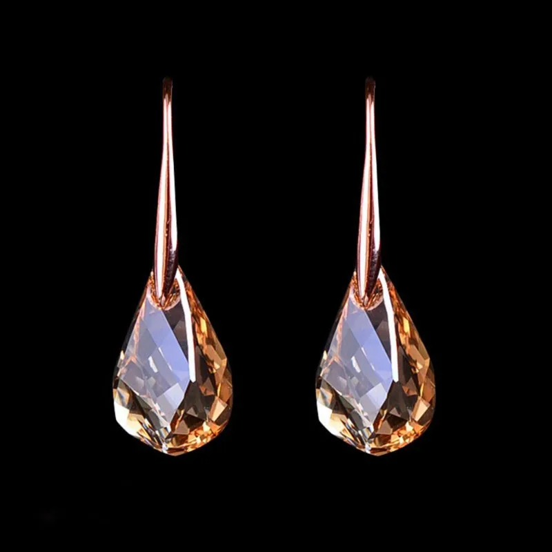 Fashion Rose Gold Color Water Drop Zircon Earrings for Women Girls 2023 New Vintage Personality Long Dangle Earrings Jewelry