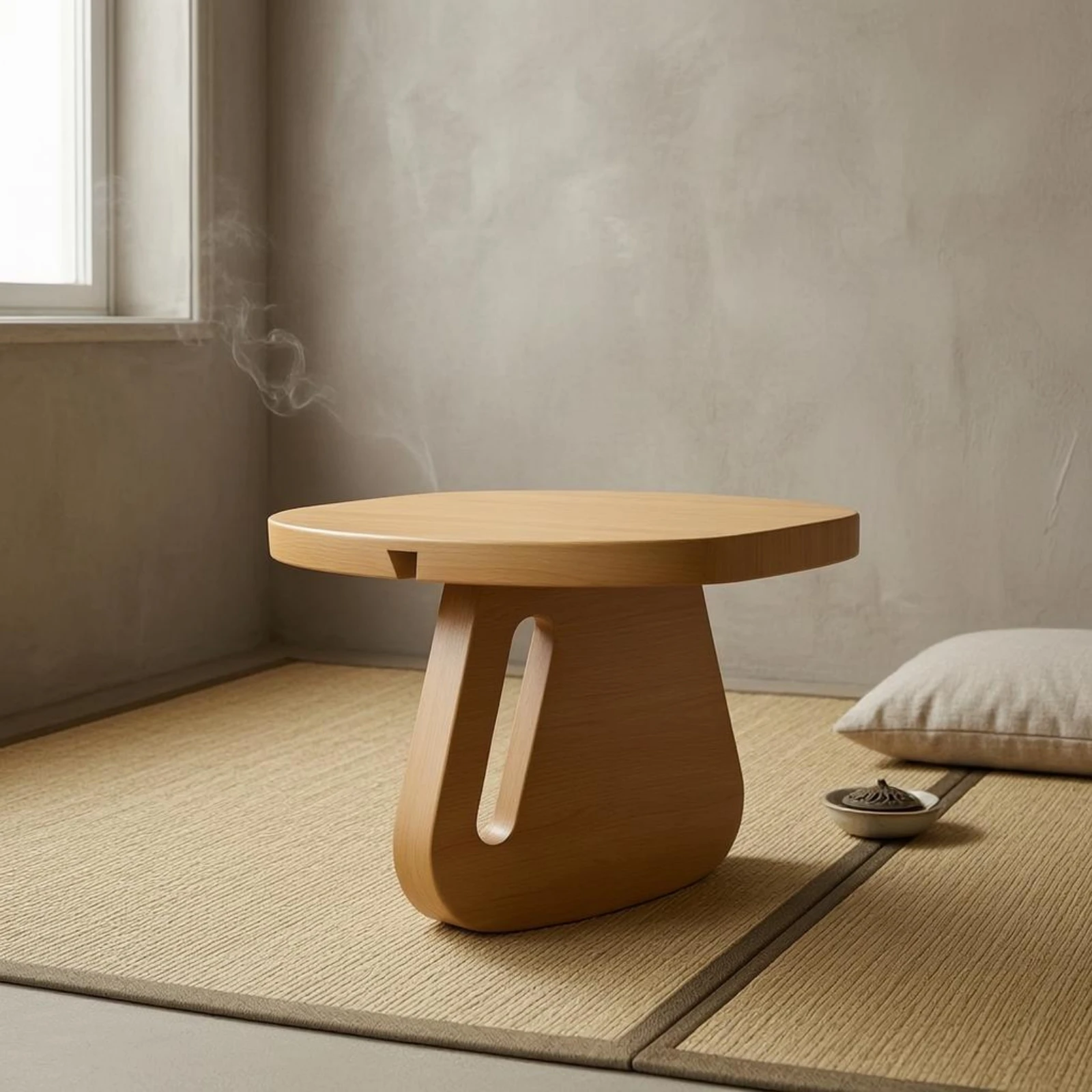 Tabouret de méditation en bois, siège ovale, mobilier de méditation, assemblage par emboîtement pour l'entraînement à l'équilibre